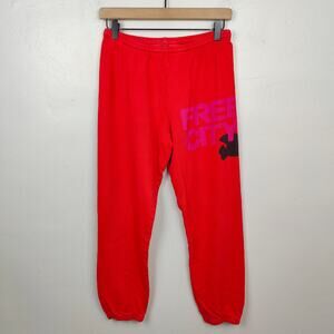 Free City Sweatpants Womens XS Red Logo Joggers Fleece Cotton‎ Lounge Casual